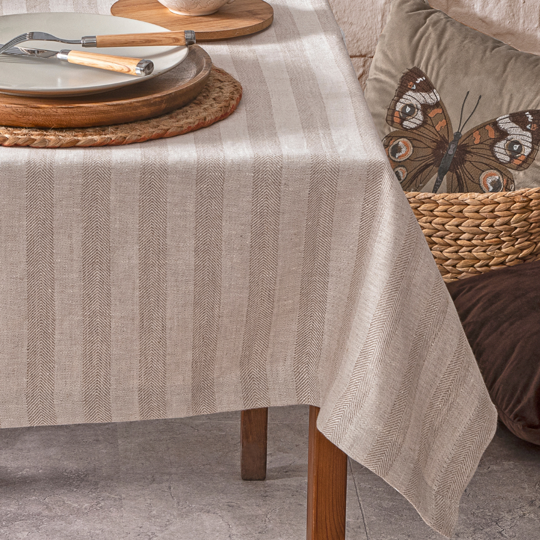 Vintage Natural Raw Linen Table Cloth