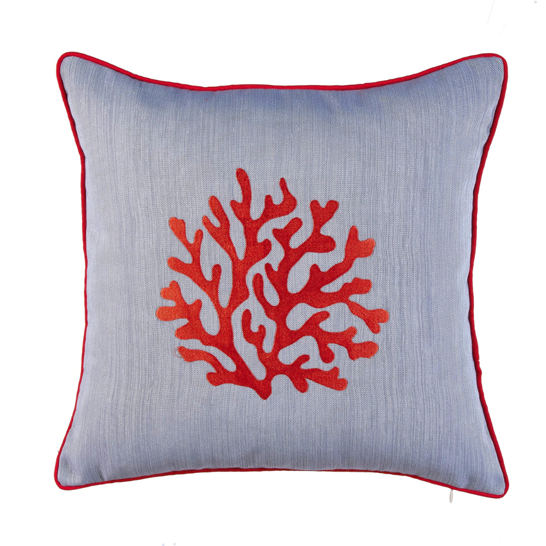 Coral Kırlent Kılıfı 45x45 cm Denim/Gümüş