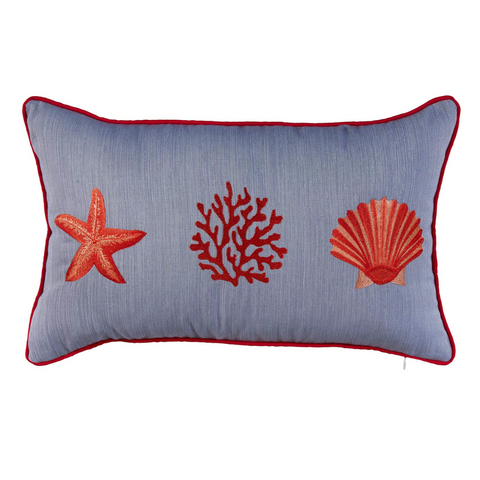 Coral Star Kırlent Kılıfı 30x50 cm Beyaz/Lacivert