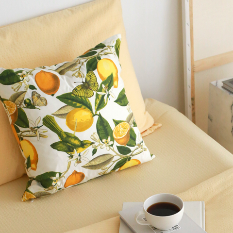 Lemon Woven Linen Cushion Cover 45x45 cm