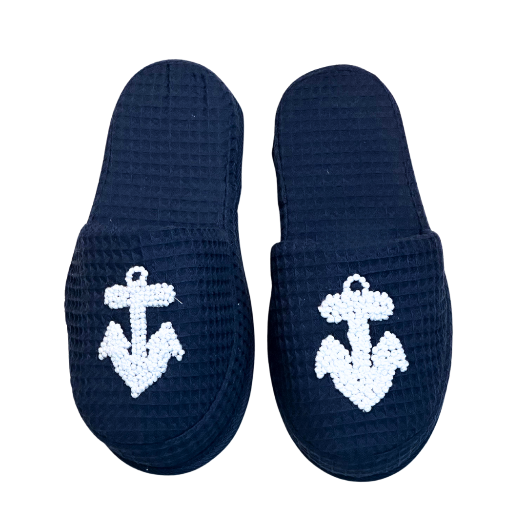 Berlo Cotton Bath Slippers Blue