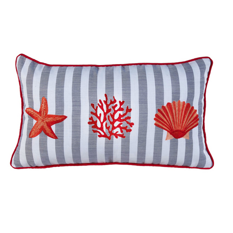 Coral Star Stripe Kırlent Kılıfı 30x50 cm Denim/Gümüş