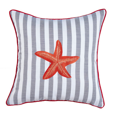 Sea Star Stripe Kırlent Kılıfı 45x45 cm Füme/Kırmızı