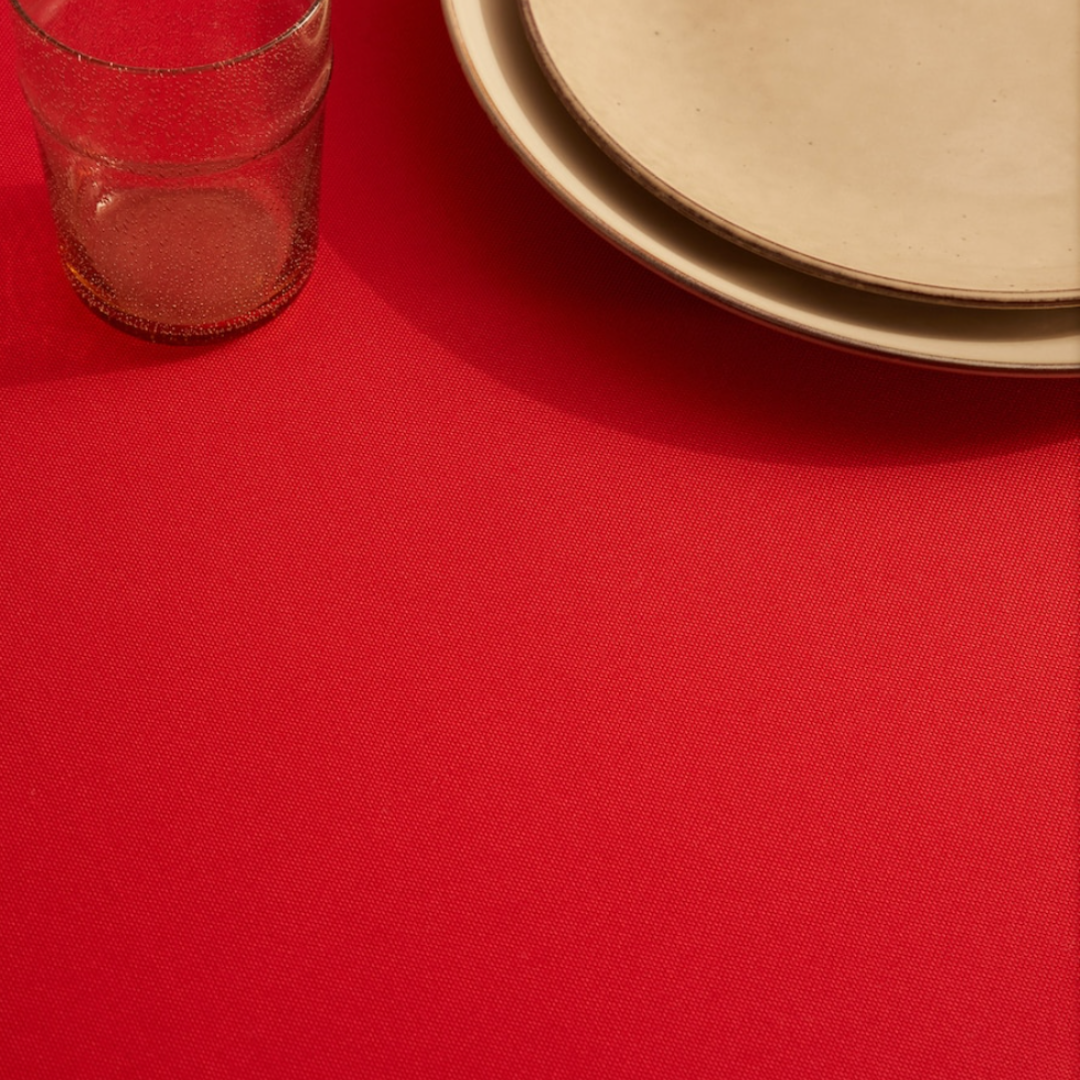 Genoa Woven Linen Stain Resistant Table Cloth Red