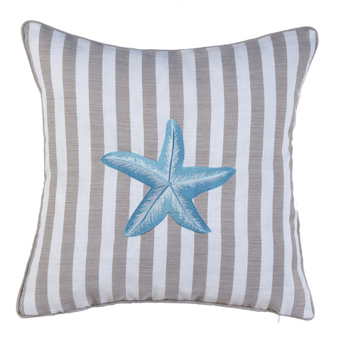 Sea Star Stripe Kırlent Kılıfı 45x45 cm Denim/Gümüş