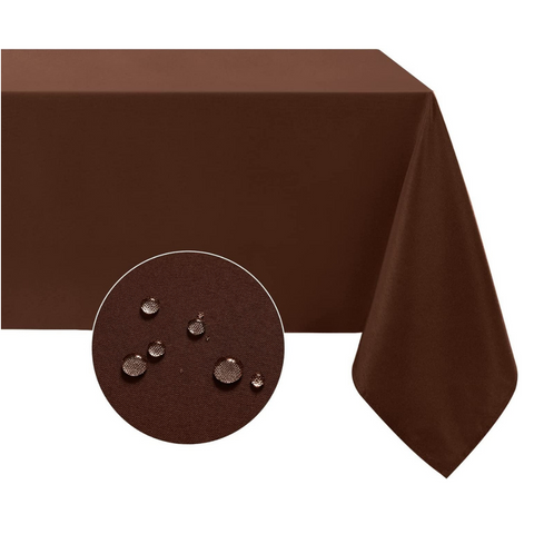 Genoa Woven Linen Stain Resistant Table Cloth Brown