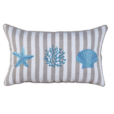 Coral Star Stripe Kırlent Kılıfı 30x50 cm Denim/Gümüş