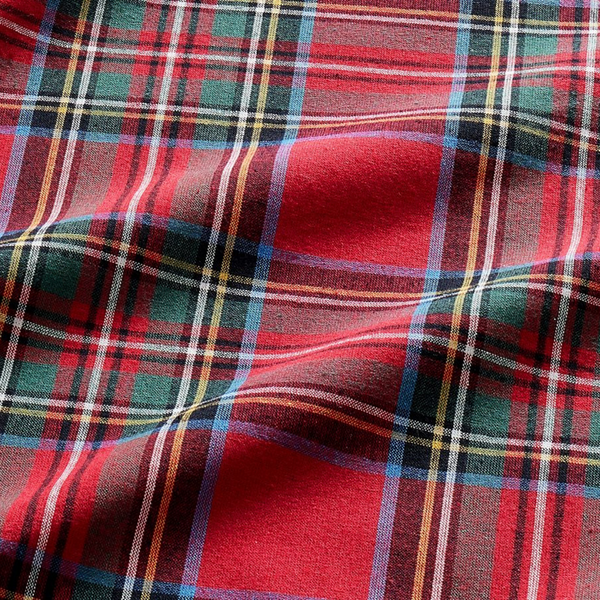 Tartan Leke Tutmaz Yuvarlak Masa Örtüsü Kırmızı