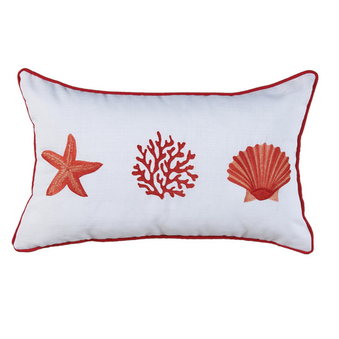 Coral Star Kırlent Kılıfı 30x50 cm Beyaz/Lacivert