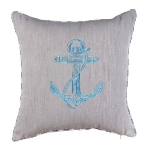 Anchor Kırlent Kılıfı 45x45 cm Beyaz/Gümüş