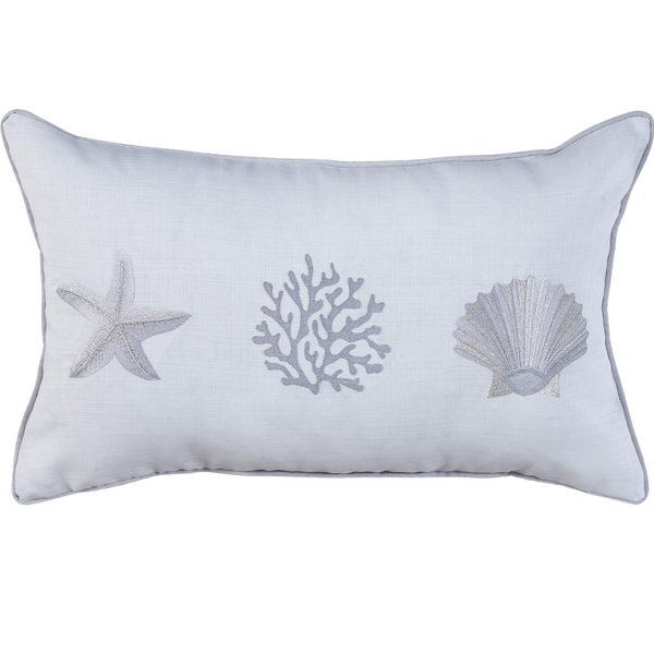 Coral Star Kırlent Kılıfı 30x50 cm Beyaz/Gümüş