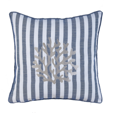 Coral Stripe Kırlent Kılıfı 45x45 cm Denim/Gümüş