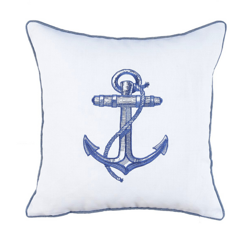 Anchor Kırlent Kılıfı 45x45 cm Beyaz/Lacivert