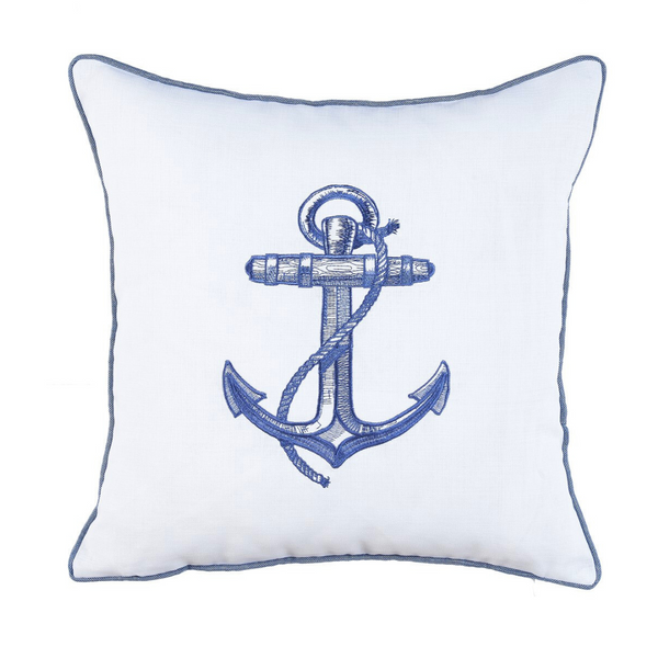 Anchor Kırlent Kılıfı 45x45 cm Bej/Mavi