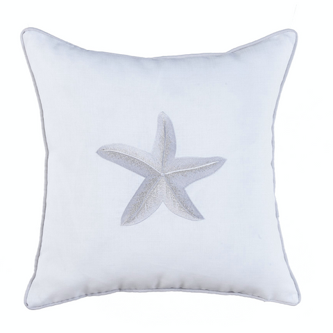 Sea Star Kırlent Kılıfı 45x45 cm Beyaz/Gümüş