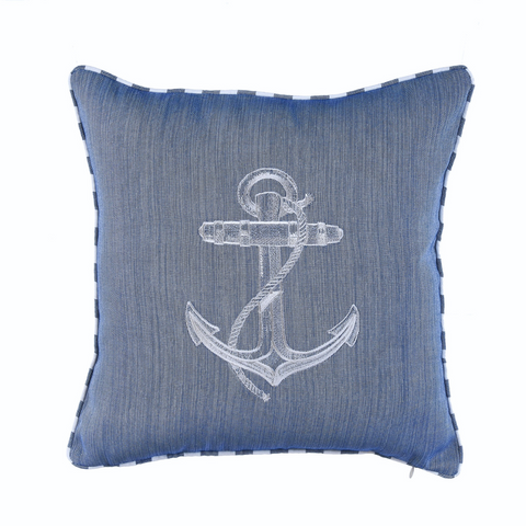 Anchor Kırlent Kılıfı 45x45 cm Beyaz/Kırmızı