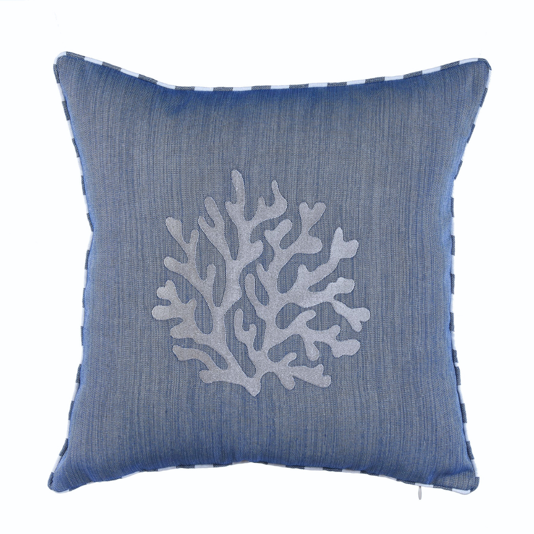 Coral Kırlent Kılıfı 45x45 cm Denim/Gümüş