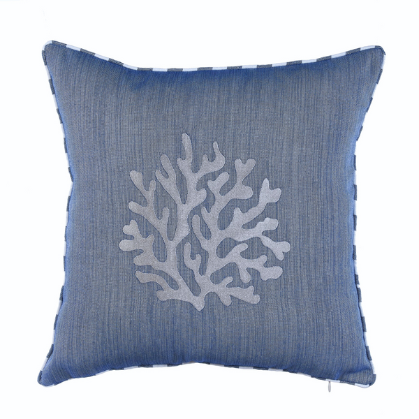 Coral Kırlent Kılıfı 45x45 cm Denim/Gümüş