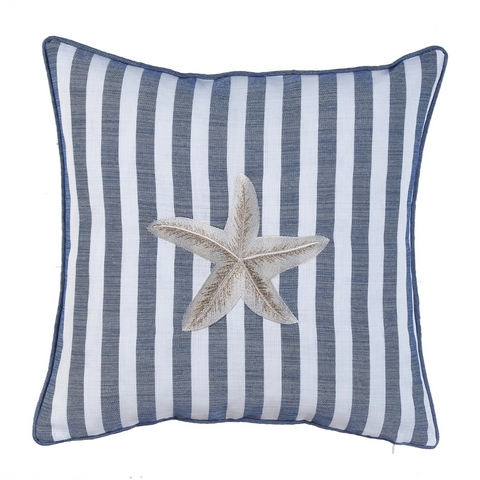 Sea Star Stripe Kırlent Kılıfı 45x45 cm Denim/Gümüş