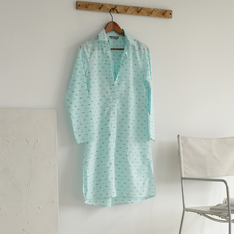 Patterned Tunic Dress Turquoise