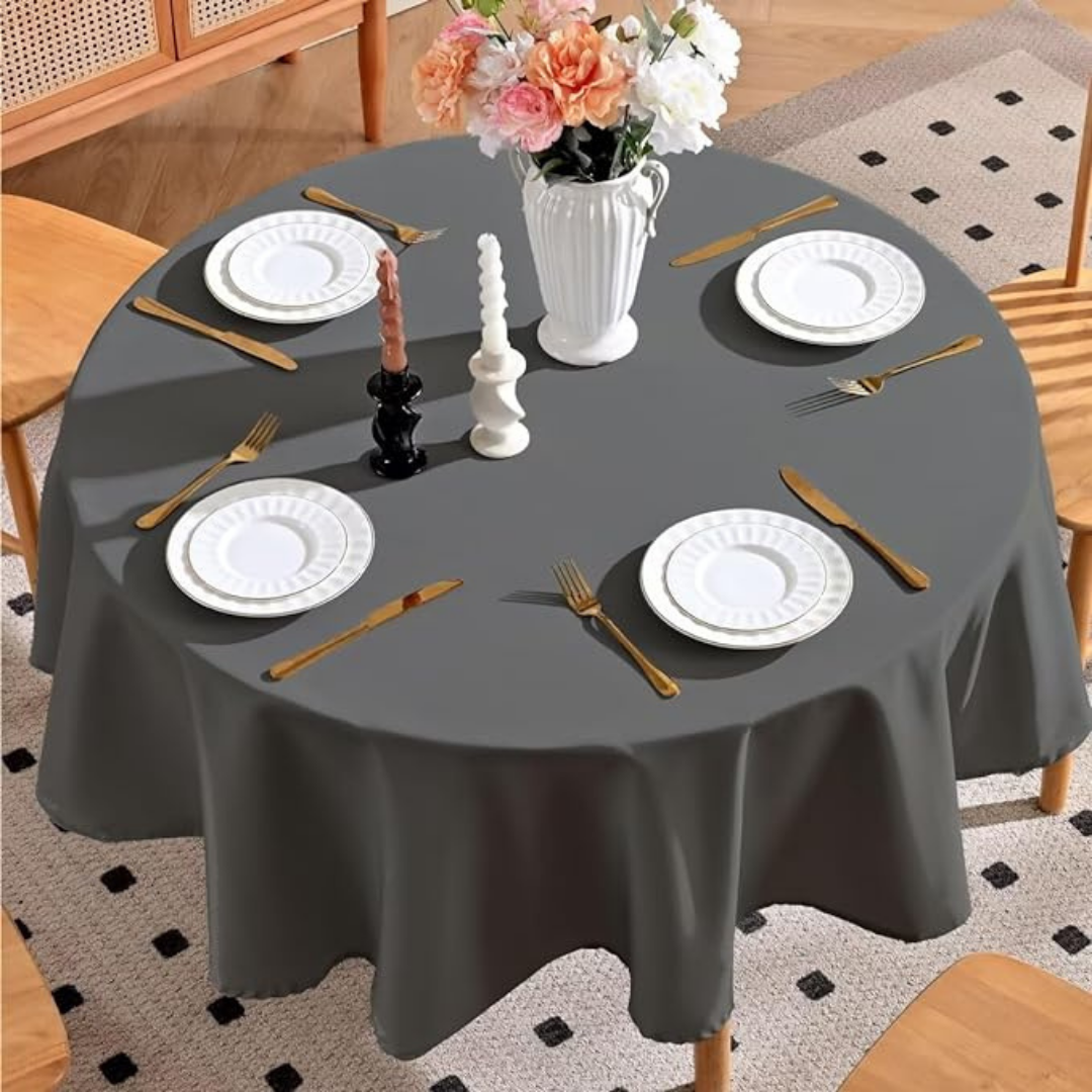 Genoa Woven Linen Stain Resistant Round Table Cloth White