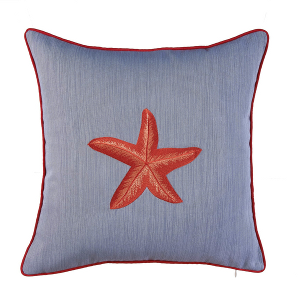 Sea Star Kırlent Kılıfı 45x45 cm Denim/Gümüş