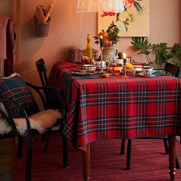 Tartan Plaid Tablecloth Red 