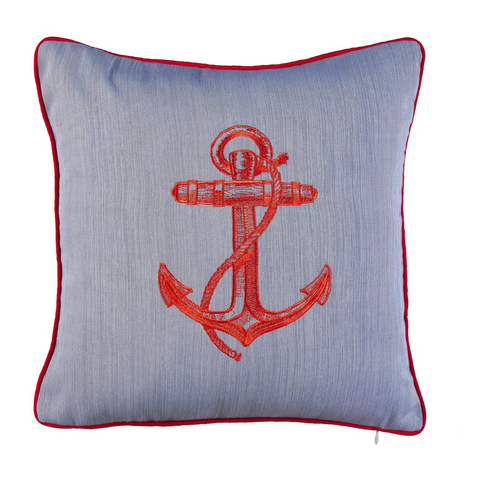 Anchor Kırlent Kılıfı 45x45 cm Beyaz/Lacivert