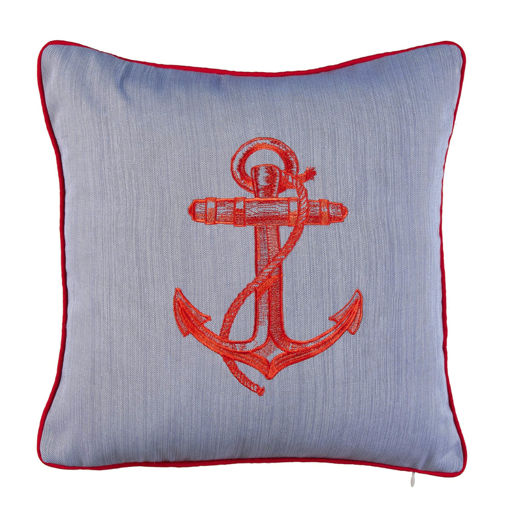 Anchor Kırlent Kılıfı 45x45 cm Bej/Mavi