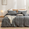 Carly Single 100% Cotton Plain Duvet Cover Set 160x220 cm Anthracite