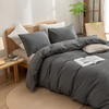 Carly Single 100% Cotton Plain Duvet Cover Set 160x220 cm Anthracite