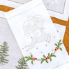 Deer Embroidered Christmas Placemat White