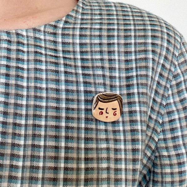 Boy Handmade Ceramic Brooch - Lapel Pin