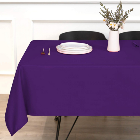 Genoa Woven Linen Stain Resistant Table Cloth Purple