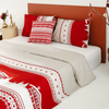 Winter House 100% Cotton Double Duvet Cover Set 200x220 cm Red