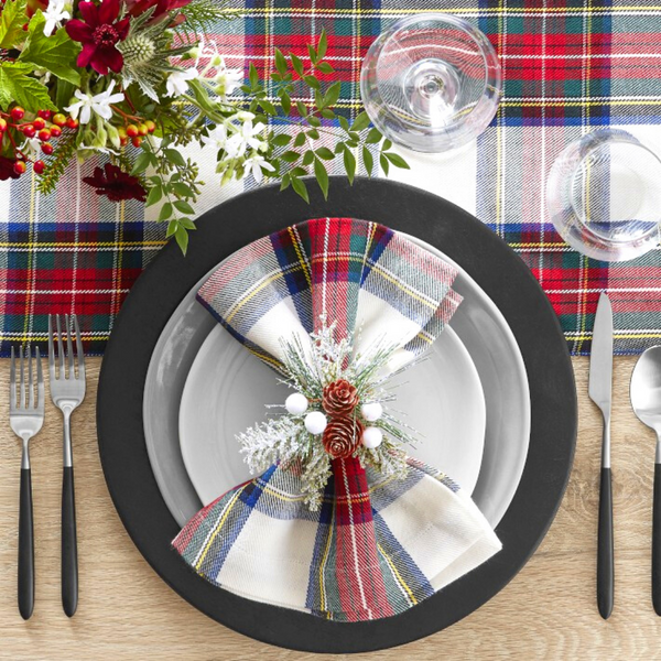 Plaid Tartan Napkin White (Set of 2)