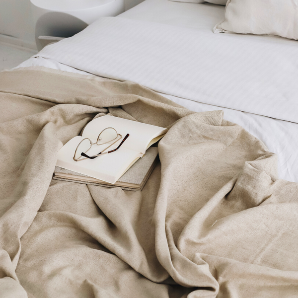 Natural Linen Double Bedspread Stone