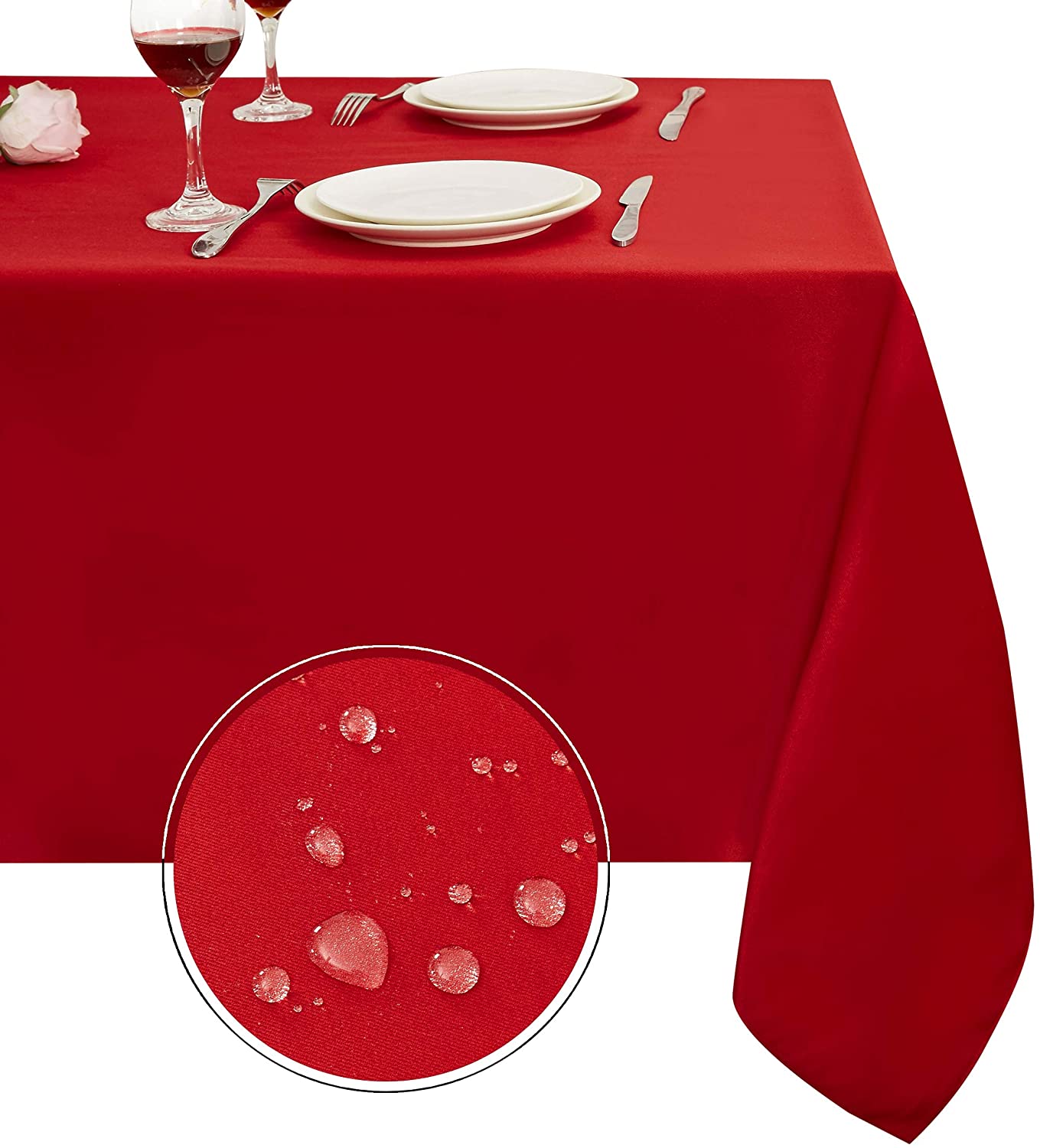 Genoa Woven Linen Stain Resistant Table Cloth Red