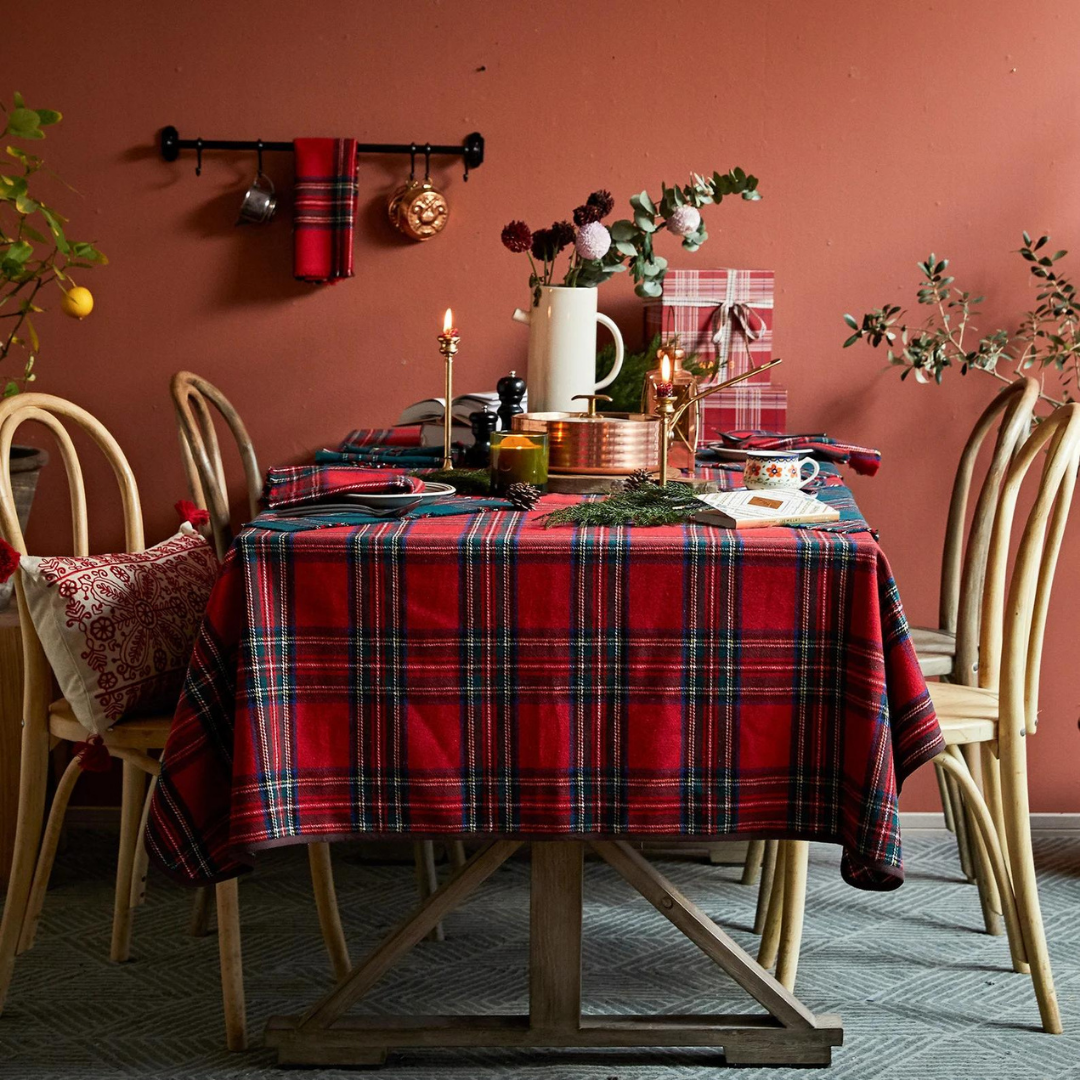 Tartan Plaid Tablecloth Red 