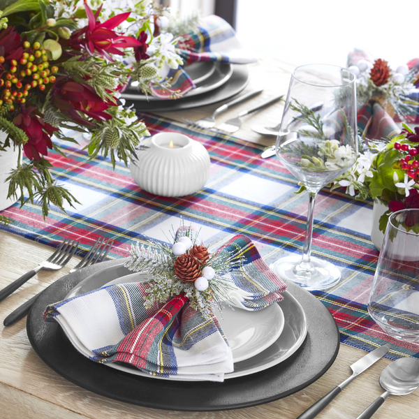 Plaid Tartan Napkin White (Set of 2)