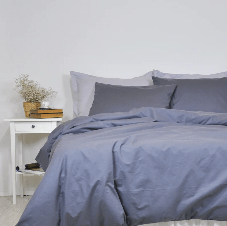 Daisy Single 100% Cotton Plain Duvet Cover Set 160x220 cm Smoked