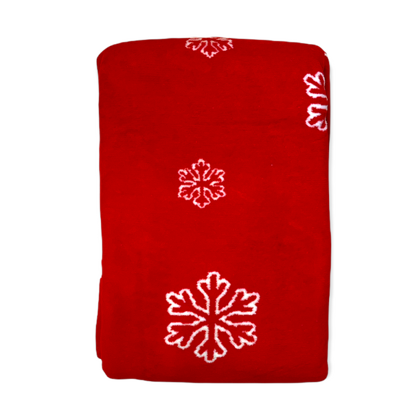 Snowflakes Cotton TV Blanket Red - White