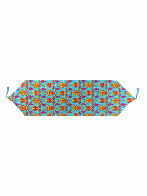 Tulip and Carnation Pattern Runner Turquoise