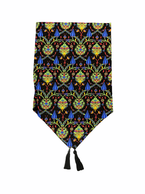 Tulip and Carnation Pattern Runner Black