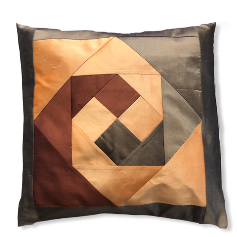 Pure Silk Patchwork Wheel Throw Pillow