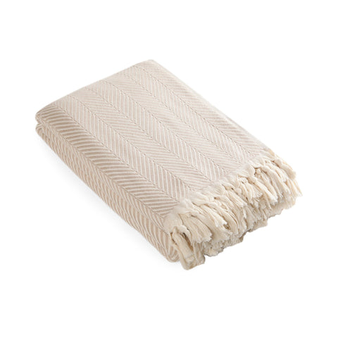 Laura Cotton Throw Blanket - Blanket Cream